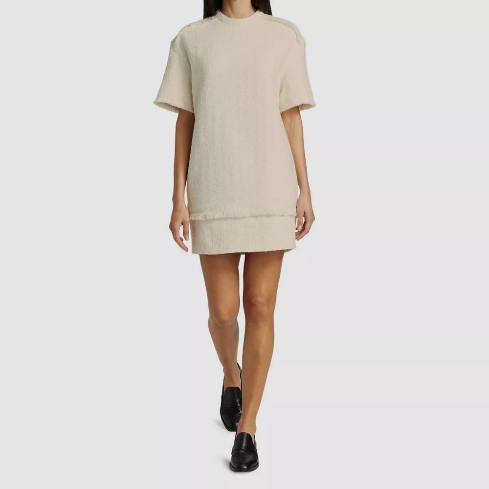 Proenza Schouler Short Sleeve Boucle Tweed mini Dress White 0 2 4 NWT - Picture 2 of 7
